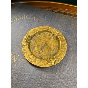 Vintage Hammered Brass Heart Dish, Arts & Crafts Metal Trinket Tray